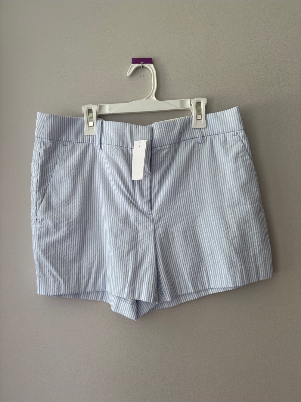 LOFT The Riviera  Light Blue and White Striped Seersucker Bermuda Shorts Size 6